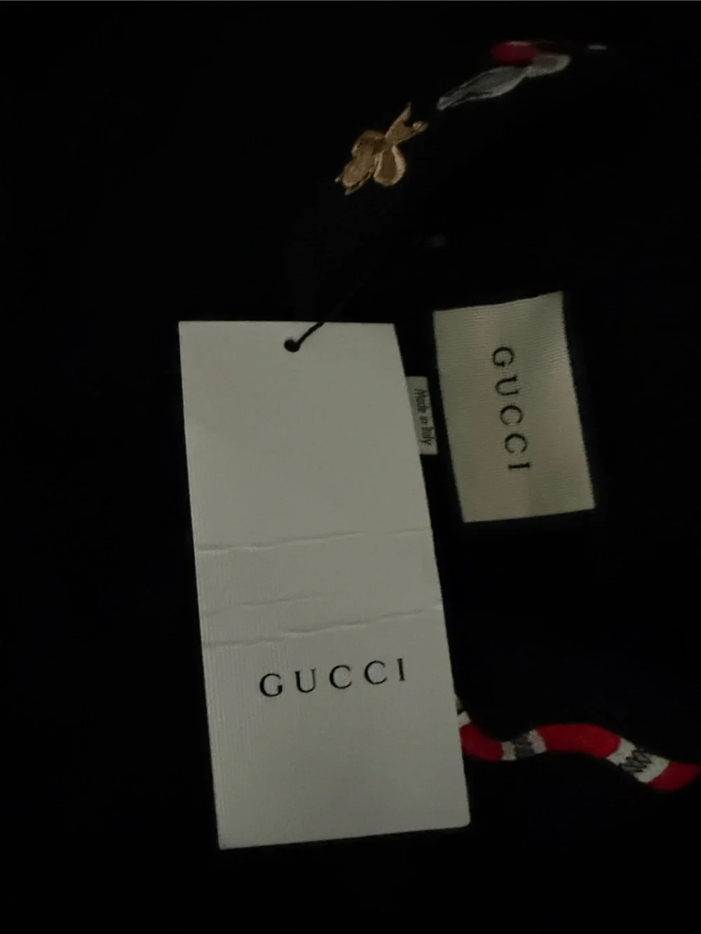 Gucci Men's Black Polo with Embroidered Collar